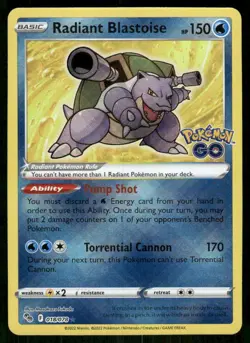 Radiant Blastoise 018/078 Radiant Rare Pokemon GO Pokemon NM - Image 1