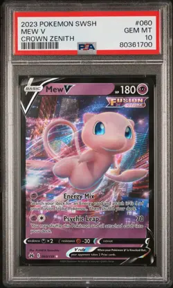 2023 POKEMON SWORD & SHIELD CROWN ZENITH #060 MEW V PSA 10 Gem Mint - Image 1
