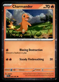 CHARMANDER 007/091 COMMON PALDEAN FATES POKEMON COSMOS HOLO - Image 1