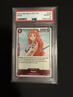 One Piece Romance Dawn Nami OP01-016 Foil Wave 1 PRE ERRATA - PSA 10 - Image 1