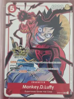 2025 One Piece English Monkey D. Luffy #012 ST01 SR 3rd Anniversary 3 Bros PSA10 - Image 3