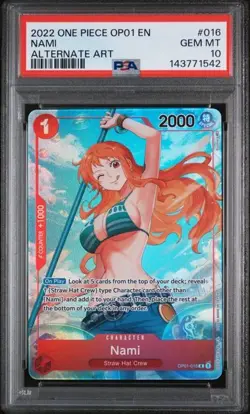 NAMI ONE PIECE OP01-016 2022 OP01 ALTERNATE ART ROMANCE DAWN PSA 10 ENGLISH - Image 1