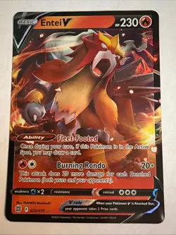 Pokemon Entei v Holo Ultra Rare TCG Card Brilliant Stars 022/172 NM Condition - Image 1