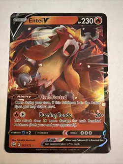Pokemon Entei v Holo Ultra Rare TCG Card Brilliant Stars 022/172 NM Condition - Image 2