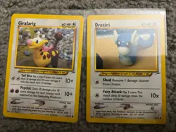 Pokemon Yuka Morii Vintage Pokemon Card lot of 3 Dratini 63 And girafarig 66 - Image 1