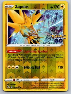 Zapdos 029/078 Holo Rare Pokemon GO Pokemon Reverse Holo Lightly Played - Image 1