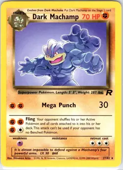 Dark Machamp 27/82 Rare Team Rocket Pokemon Unlimited Moderately Played - Image 1