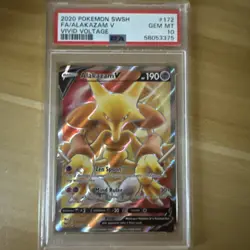 PSA 10 Alakazam V #172 Pokemon SWSH Vivid Voltage English 2020 - Image 1