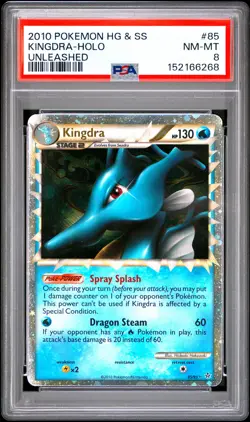 2010 POKEMON HEARTGOLD & SOULSILVER UNLEASHED #85 KINGDRA-HOLO PSA 8 - Image 1