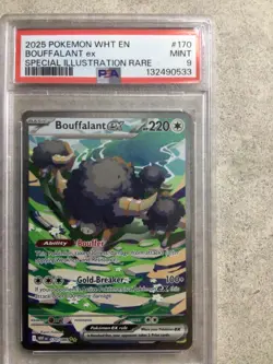 2025 POKEMON WHT EN-WHITE FLARE #170 BOUFFALANT EX SPECIAL ILLUSTRATION raps a 9 - Image 1