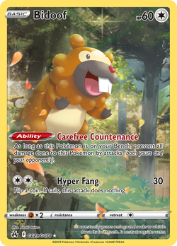 BIDOOF GG29/GG70 HOLO CROWN ZENITH GALARIAN GALLERY POKEMON NM - Image 1