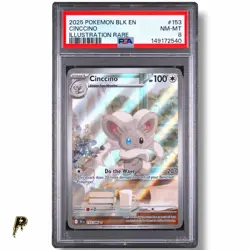 2025 Pokemon Black Bolt Cinccino 153/086 Illustration Rare Holo PSA 8 - Image 1