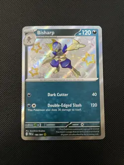 Pokemon Bisharp 186/091 SV: Paldean Fates Shiny Rare Holo Stage 1 120 HP - Image 1
