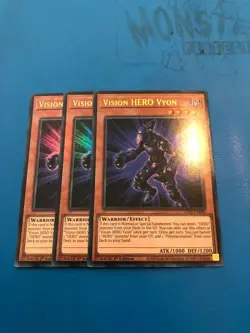 YUGIOH 3x Ultra Rare Vision Hero Vyon GFP2-EN060/DUPO-EN053 1st Edition - Image 1