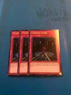YUGIOH 3x Ultra Rare Fiendish Chain LCKC-EN095 1st Edition - Image 1
