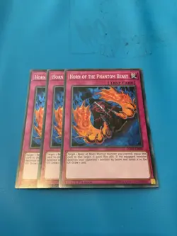 YUGIOH 3x Super Rare Horn Of The Phantom Beast DASA-EN060 1st Edition - Image 1