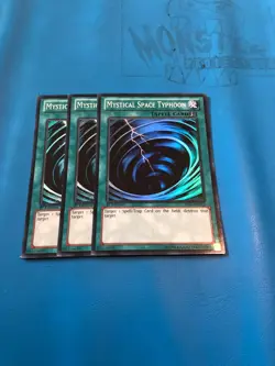 YUGIOH 3x Super Rare Mystical Space Typhoon YS13-ENV12 1st Edition - Image 1