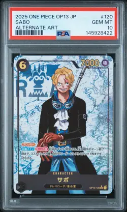 2025 ONE PIECE JAPANESE OP13-CARRYING ON HIS WILL ALTERNATE ART #120 SABO PSA 10 - Image 1