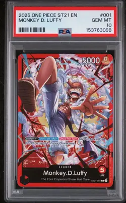 2025 ONE PIECE STARTER DECK ST21-EX GEAR 5 #001 MONKEY D. LUFFY PSA 10 - Image 4