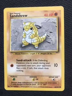 Sandshrew 62/102 Pokemon Base Set Common - Image 1