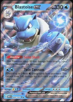 151 Blastoise ex 009/165 Double Rare Pokemon (Jumbo Card) LP - Image 1