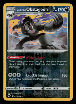 Pokemon Card - SWSH - Champion's Path Galarian Obstagoon 037/073 Reverse Holo NM - Image 1