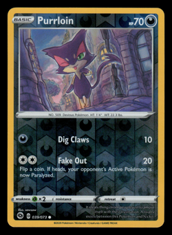 Pokemon Card - SWSH - Champion's Path Purrloin 039/073 Reverse Holo - NM - Image 1