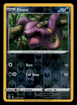 Pokemon Card - SWSH - Champion's Path Ekans 033/073 Reverse Holo - NM - Image 1