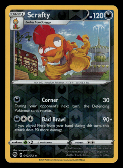 Pokemon Card - SWSH - Champion's Path Scrafty 042/073 Reverse Holo - NM - Image 1