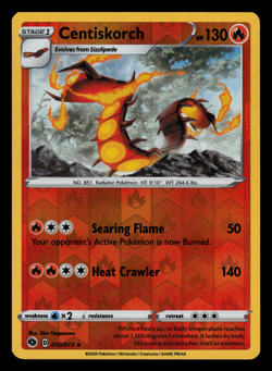 Pokemon Card - SWSH - Champion's Path Centiskorch 010/073 Reverse Holo - NM - Image 1
