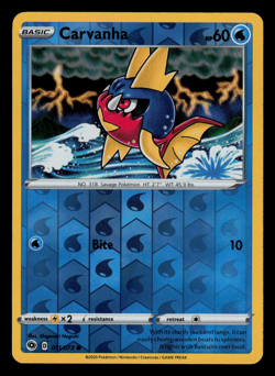 Pokemon Card - SWSH - Champion's Path Carvanha 011/073 Reverse Holo - NM - Image 1