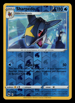 Pokemon Card - SWSH - Champion's Path Sharpedo 012/073 Reverse Holo - NM - Image 1