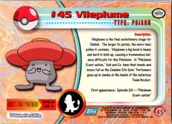 1999 Topps Pokemon TV Animation Series 1 #45 Vileplume Blue Topps Logo Foil - Image 2