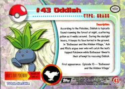 1999 Topps Pokemon TV Animation Series 1 #43 Oddish Black Topps Logo Foil - Image 2