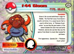1999 Topps Pokemon TV Animation Edition Series 1 #44 Gloom Blue Topps Logo Foil - Image 2