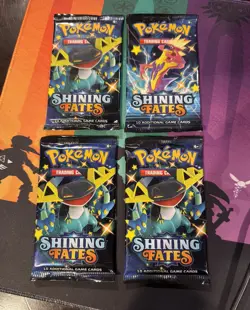 Lot of x4 Pokemon TCG Shining Fates Booster Packs Sealed New - Image 1