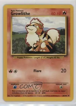 Growlithe Pokemon Base Set #28 1999 - Image 1