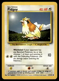 Pidgey 57/102 - Base Set Unlimited - Common LP - Image 1
