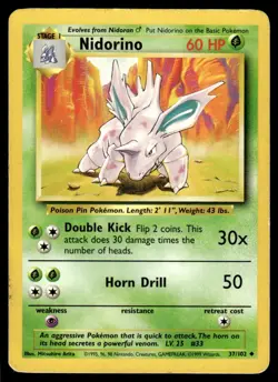 Nidorino 37/102 - Base Set Unlimited - Uncommon MP - Image 1