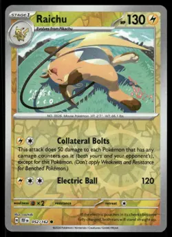 Raichu 052/162 - Temporal Forces - Reverse Holo Common NM - Image 1