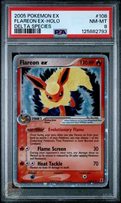 Flareon EX Holo 108/113 - Delta Species - PSA 8 [Hidden SWIRL] Message for Pics - Image 1