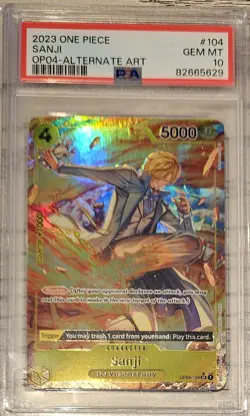 2023 SANJI One Piece Kingdom of Intrigue Alt Art OP04-104 PSA 10 GEM MINT - Image 1