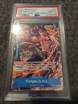 One Piece Portgas D. Ace 3rd Anniversary 3 Brothers Winner Promo OP07-053 PSA 10 - Image 1