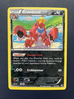 1x Crawdaunt 92/160 Rare Reverse Holo Pokemon Card Primal Clash - MP fast ship - Image 1