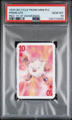 Primeape Pokemon Mini Playing Card Poker Diamonds Bicycle Nintendo WOTC PSA 10 - Image 1