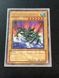1996 Yu-Gi-Oh! Amphibian Beast Fish Card ATK / 2400 DEF / 2000 LON-008 - Image 1