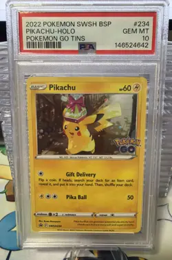 2022 Pokemon TCG SWSH Black Star Promo Pokemon Go Tins Pikachu-Holo #234 PSA 10 - Image 1