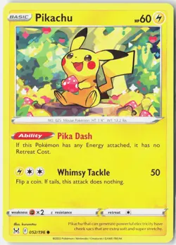 Pikachu 052/196 Common Lost Origin Pokemon Near Mint - Image 1
