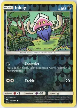 Inkay 89/147 Common Burning Shadows Pokemon Reverse Holo Lightly Played - Image 1