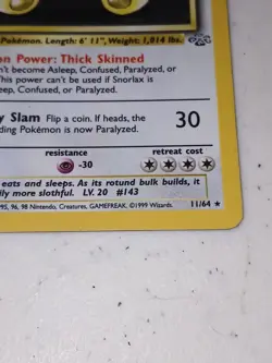 Snorlax - 11/64 Jungle Unlimited Holo Rare Pokemon - LP - Image 3